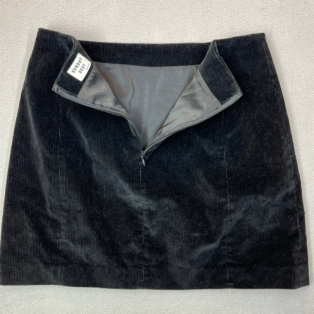 Sunday Best Black Corduroy Mini Skirt A-Line High Waisted Size 6 Y2K - Picture 4 of 9